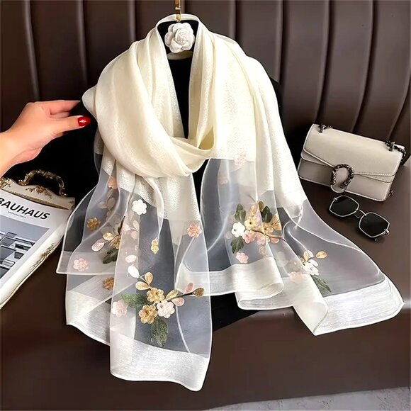 Elegant Hand Crafted Embroidered Scarf, Hijab - Picture 1 of 1